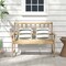 Costway Indonesia Teak Wood Garden Bench 2-Person Patio Bench with Backrest & Armrests Natural